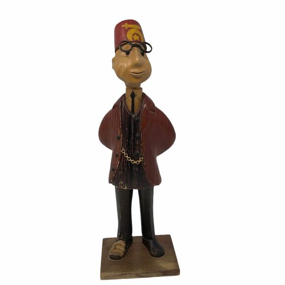 Romer Cormano Shriner Man Wood Hand Carved Italian ANRI Statue Figurine Vintage - Picture 2 of 10